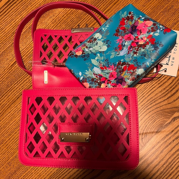 Nicole Miller Adjustable Strap Floral Insert Purse BNWT - Picture 8 of 13